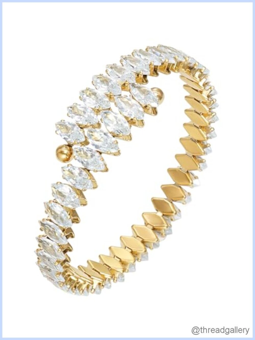Rhinestone Tennis Cuff Bracelet Cubic Zirconia Open Adjustable Bangle Women